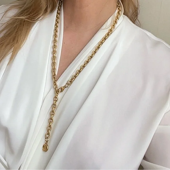 Vintage Givenchy Gold Lariat Adjustable Gold Chain Necklace - Picture 7 of 12